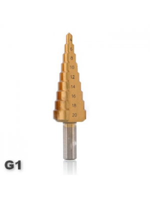 Сверло ступенчатое 4-20мм шаг 2мм G1 по металлу ECONOM СТМ-52904020